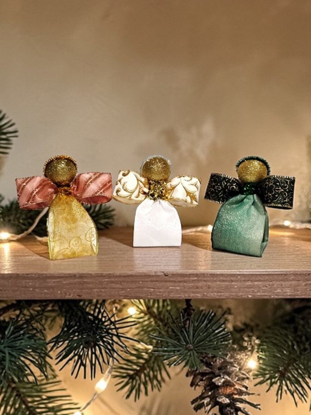 (3) Pc. Handmade 4-5" Elegant Gold Christmas Angel Ornaments /Gifts